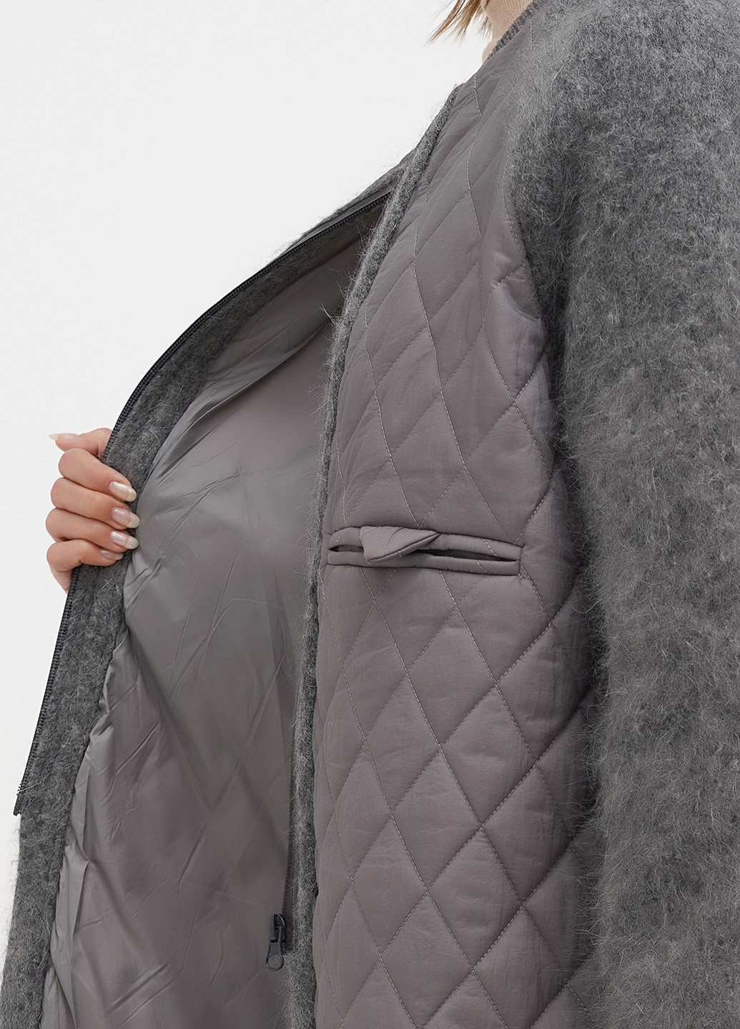 Сірий демісезонний Пуховик No Brand