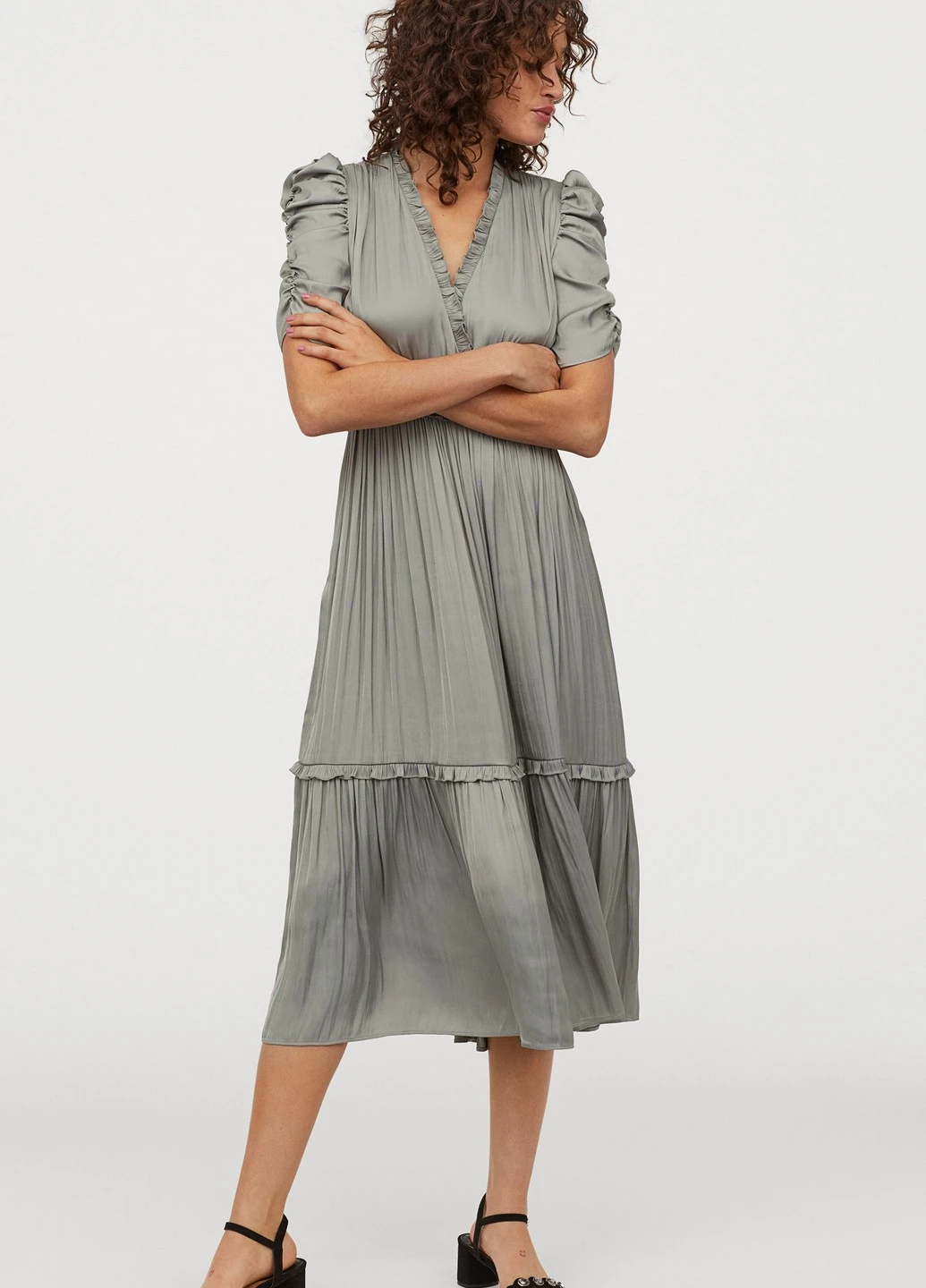 Серо-зеленое вечернее платье H&M