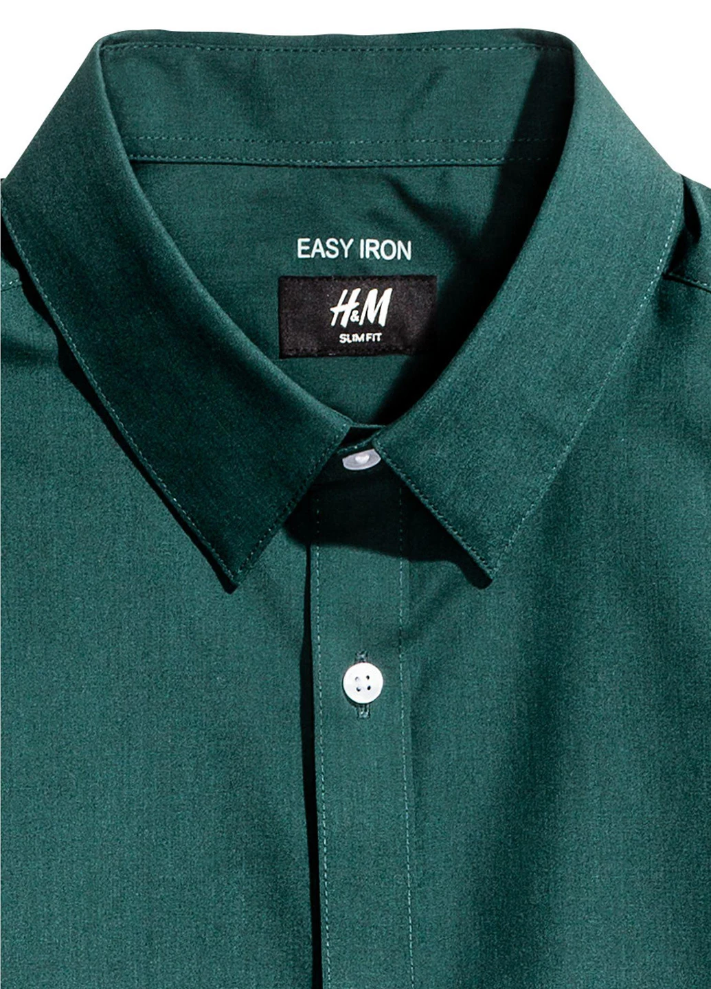 Темно-зеленая классическая рубашка однотонная H&M