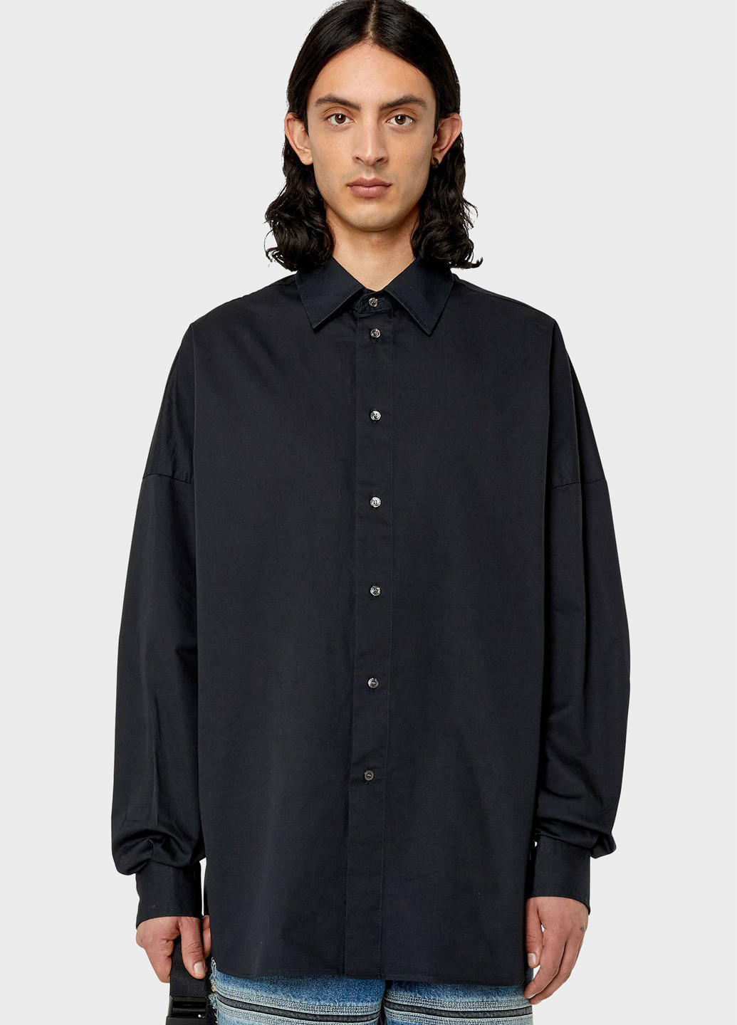 Черная классическая, кэжуал рубашка однотонная Diesel