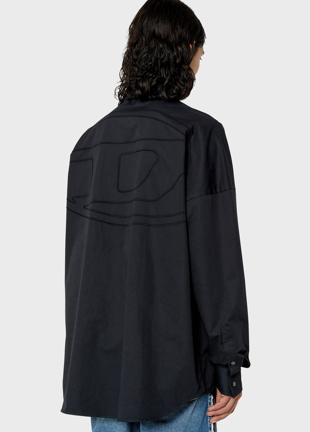 Черная классическая, кэжуал рубашка однотонная Diesel