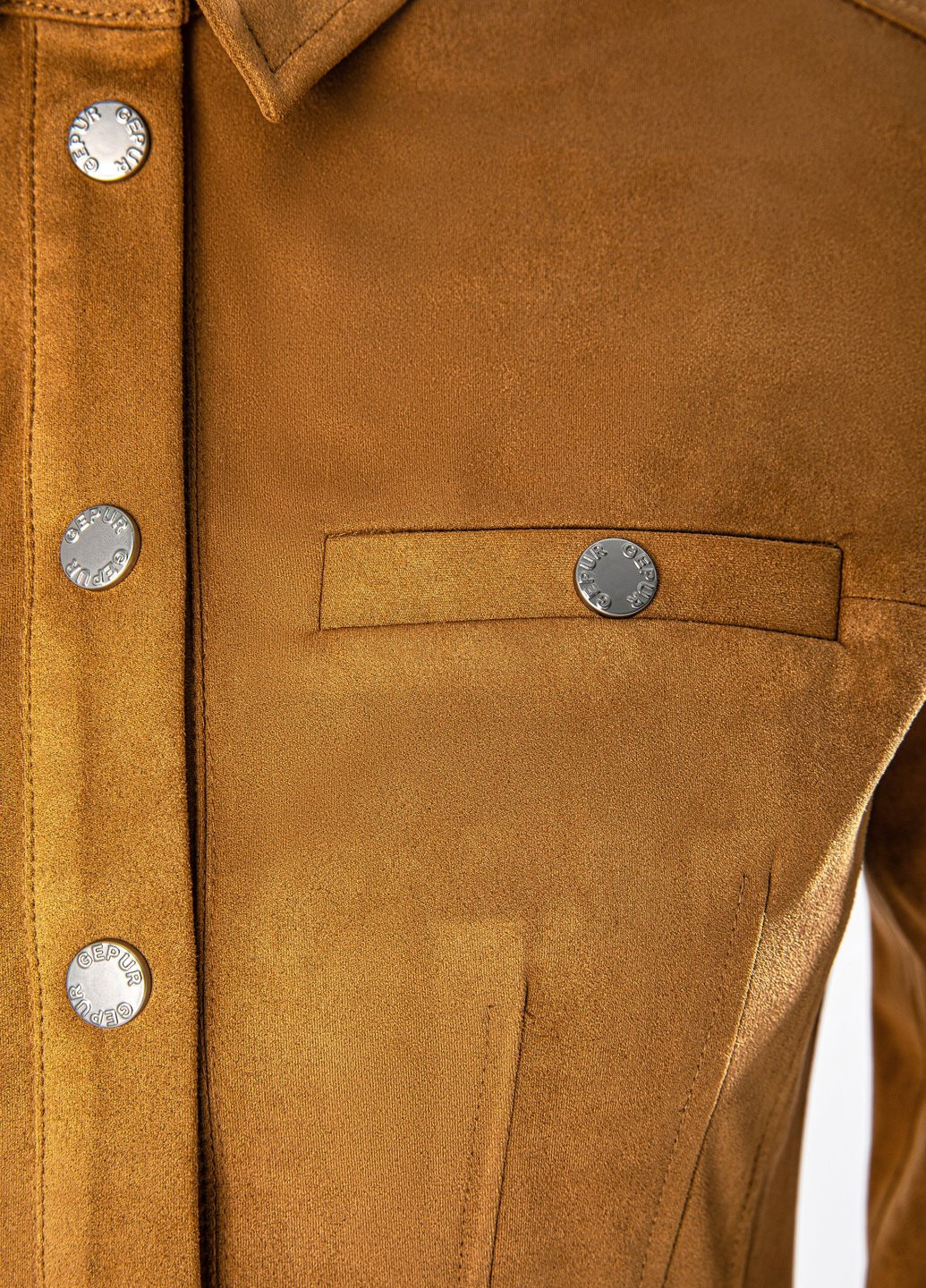 Коричневое кэжуал платье рубашка Gepur однотонное