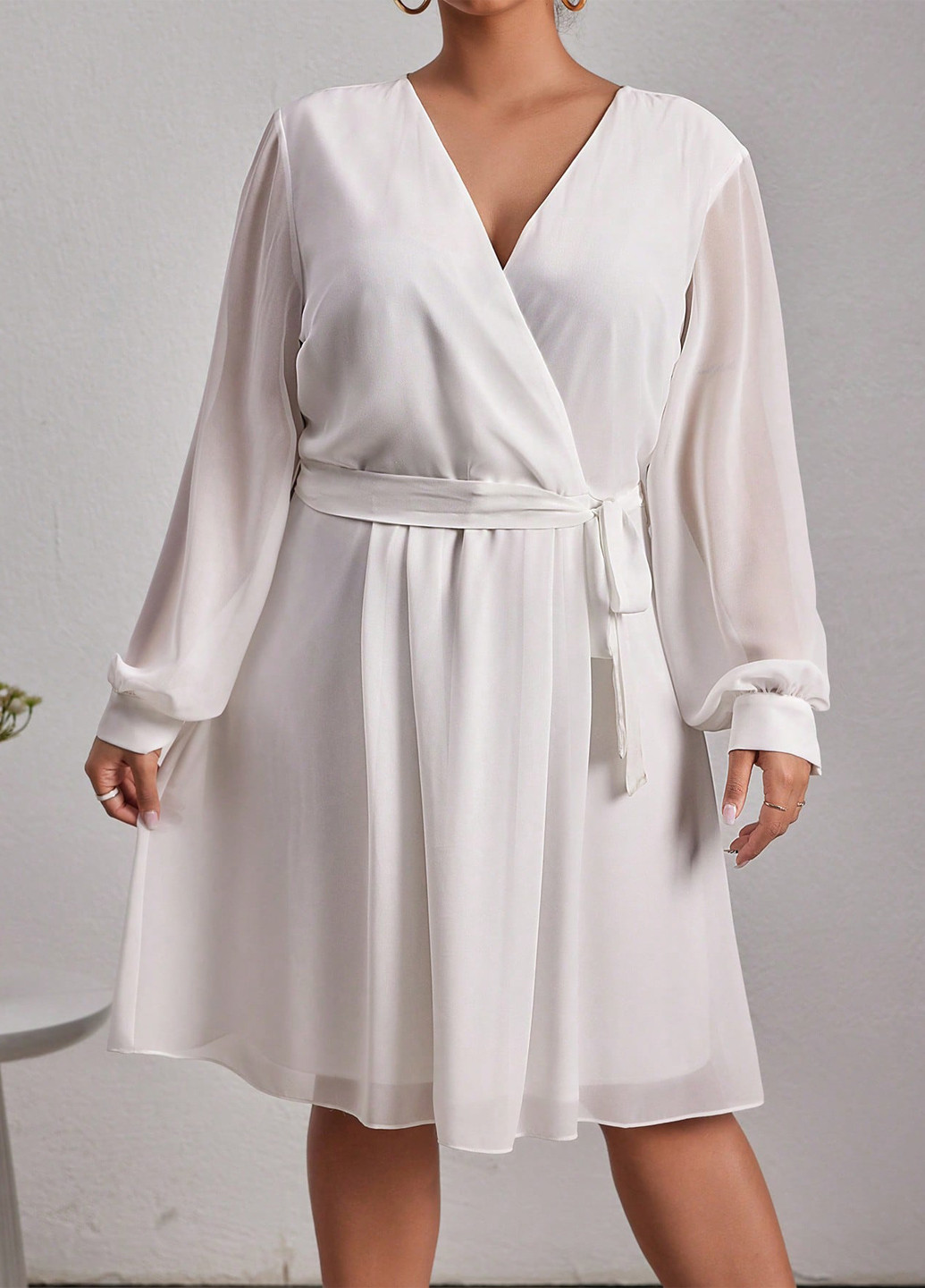 Білий кежуал сукня на запах SHEIN однотонна