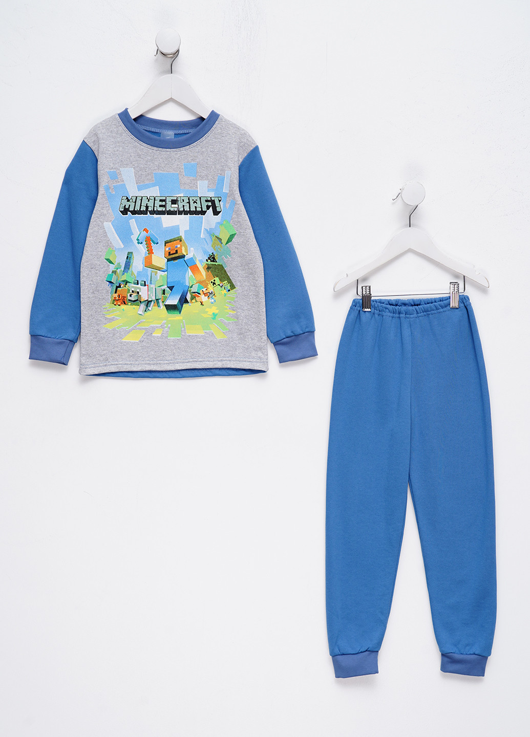 Темно-голубая зимняя пижама (лонгслив, брюки) лонгслив + брюки Ельф і Фея