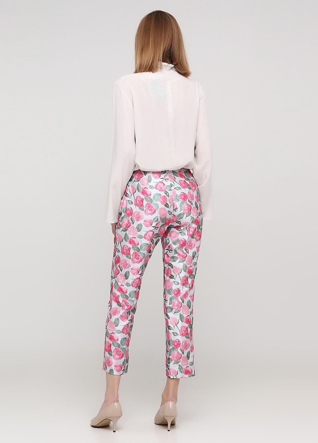Светло-серые кэжуал летние зауженные, укороченные брюки H&M
