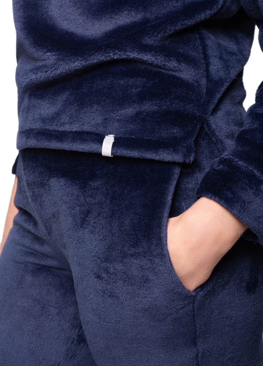 Бордова всесезон піжама костюм домашній плюшевий жіночий кофта зі штанами темно-синий Maybel