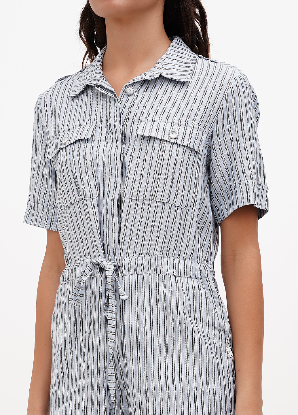 Комбинезон Sassofono комбинезон-шорты полоска комбинированный кэжуал вискоза, лен