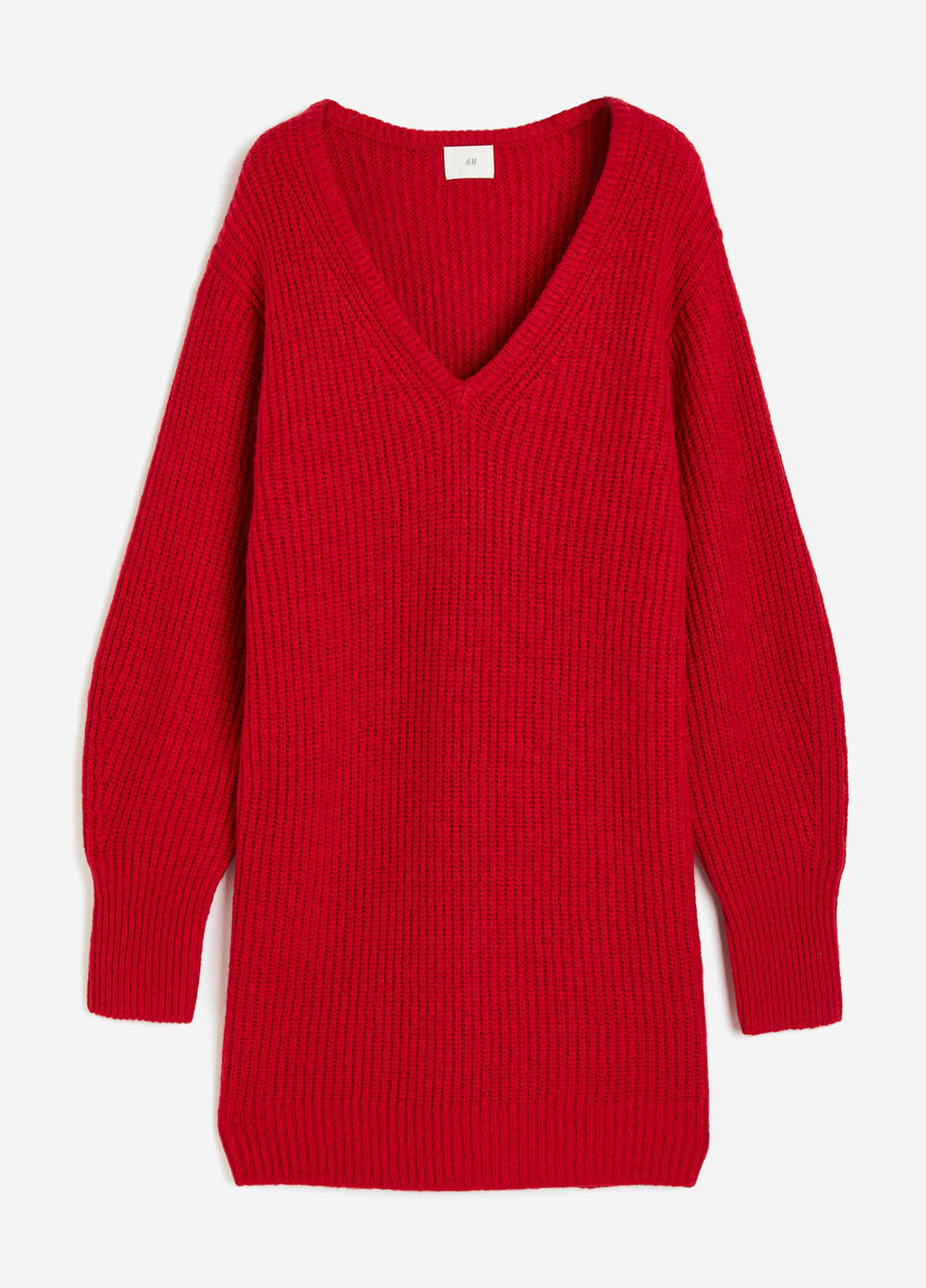 Красное кэжуал платье платье-свитер H&M однотонное