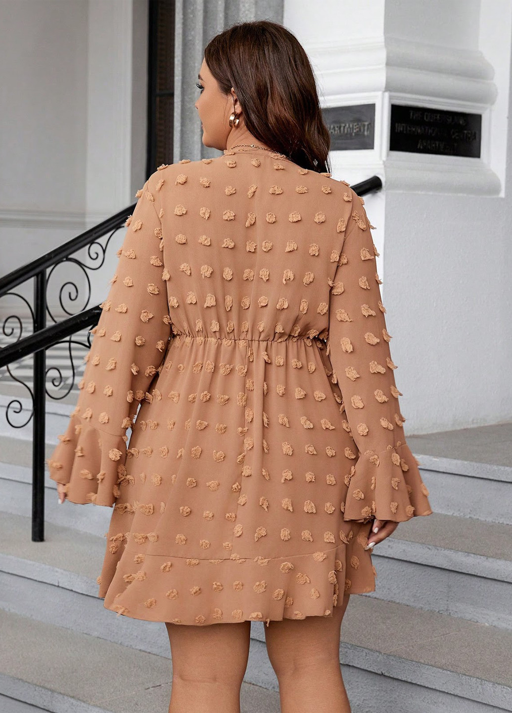 Світло-коричнева кежуал сукня в стилі армпір SHEIN однотонна