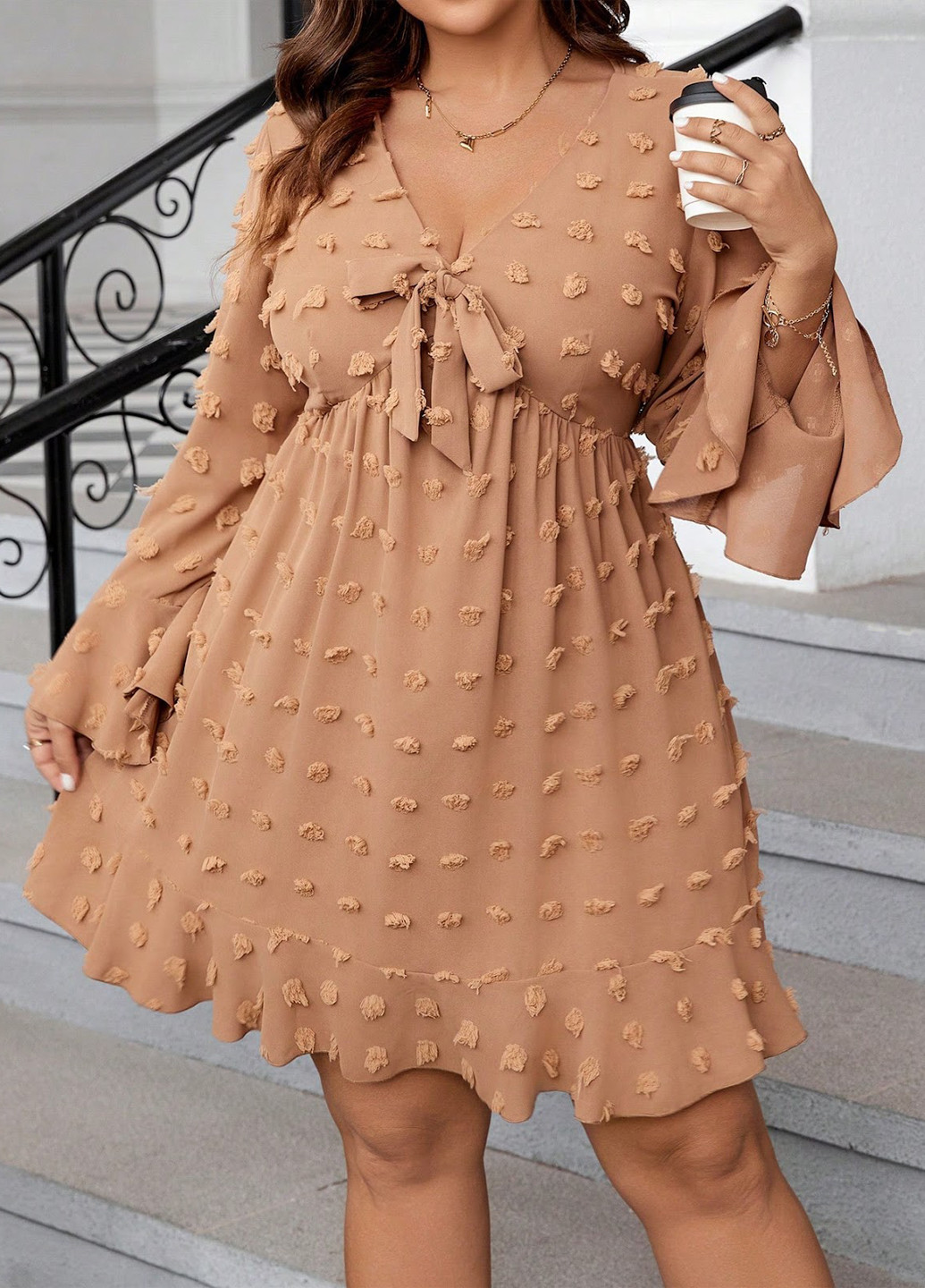 Світло-коричнева кежуал сукня в стилі армпір SHEIN однотонна