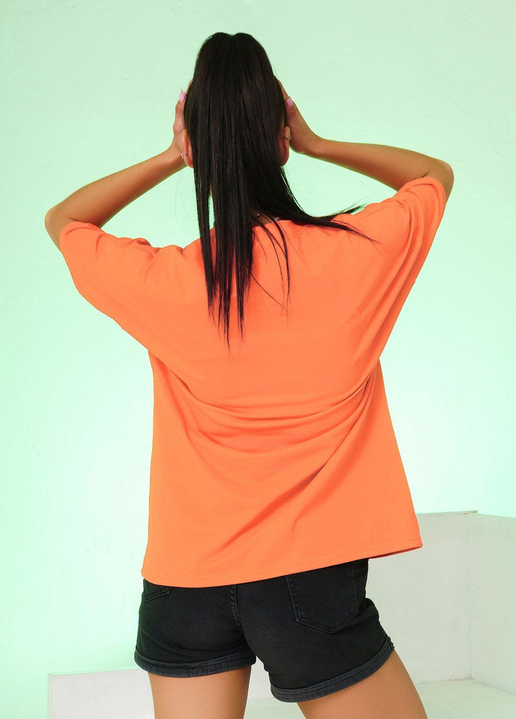 Персиковая всесезон футболка женская с коротким рукавом ISSA PLUS WN20-282