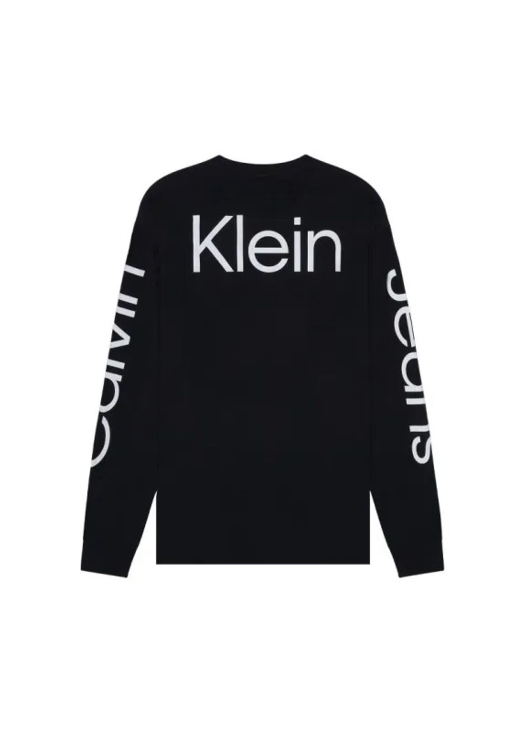 Лонгслів Calvin Klein логотип чорний кежуали бавовна, трикотаж