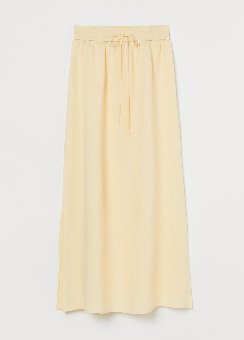 Светло-желтая кэжуал однотонная юбка H&M а-силуэта (трапеция)