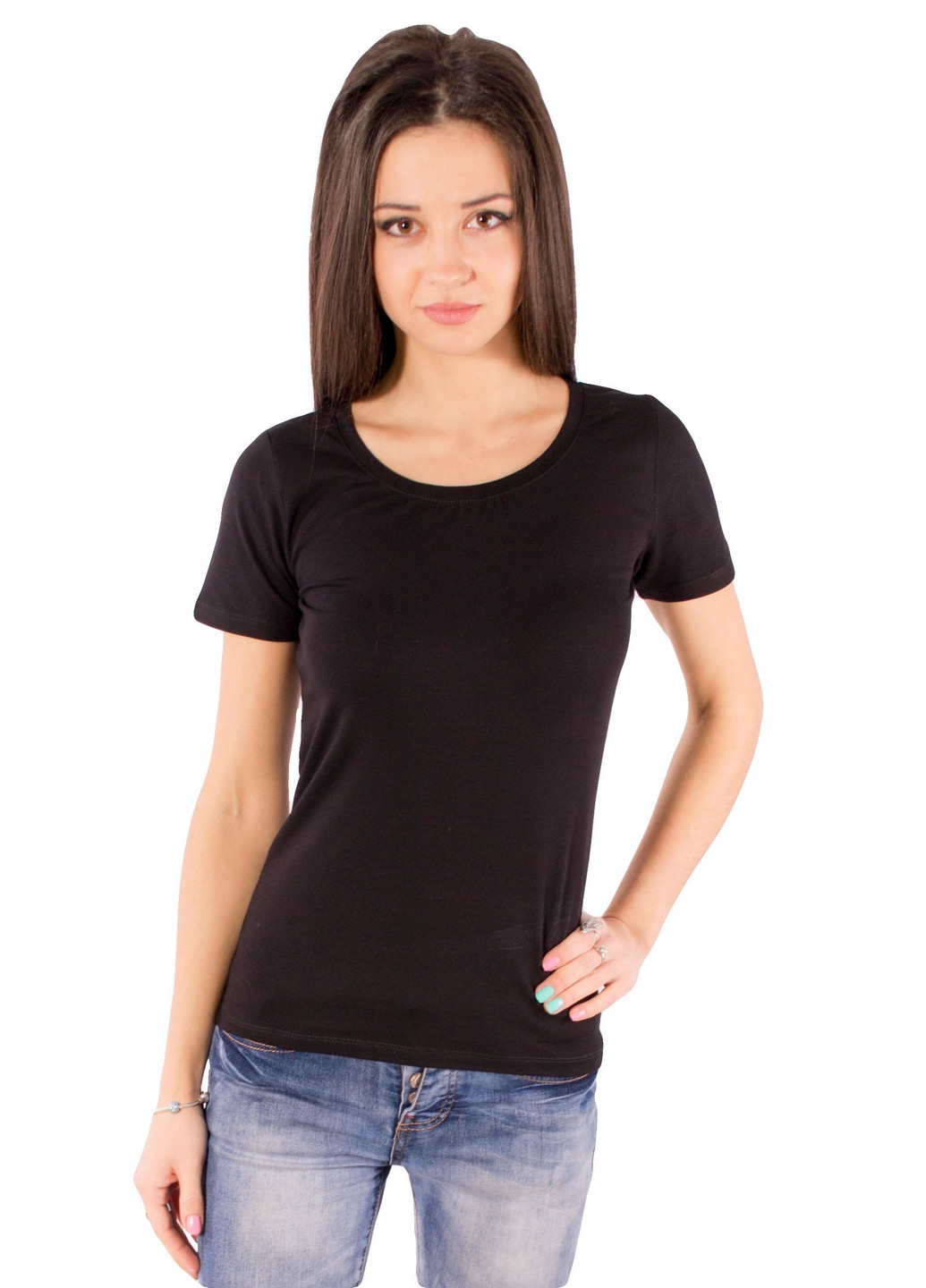 Черная всесезон футболка женская Наталюкс 41-2347