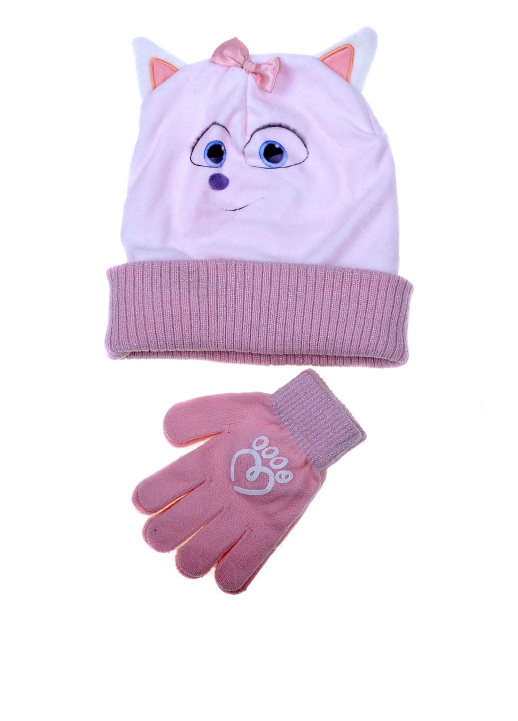 Розовый демисезонный комплект (шапка, перчатки) C&A