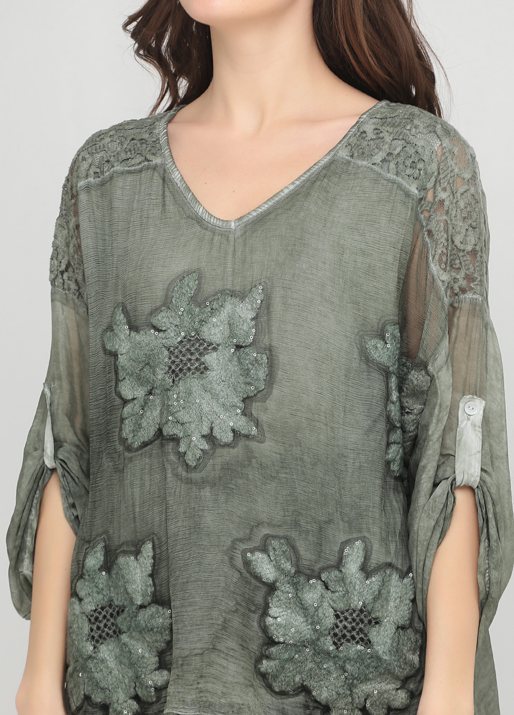 Оливковая (хаки) демисезонная блуза Made in Italy