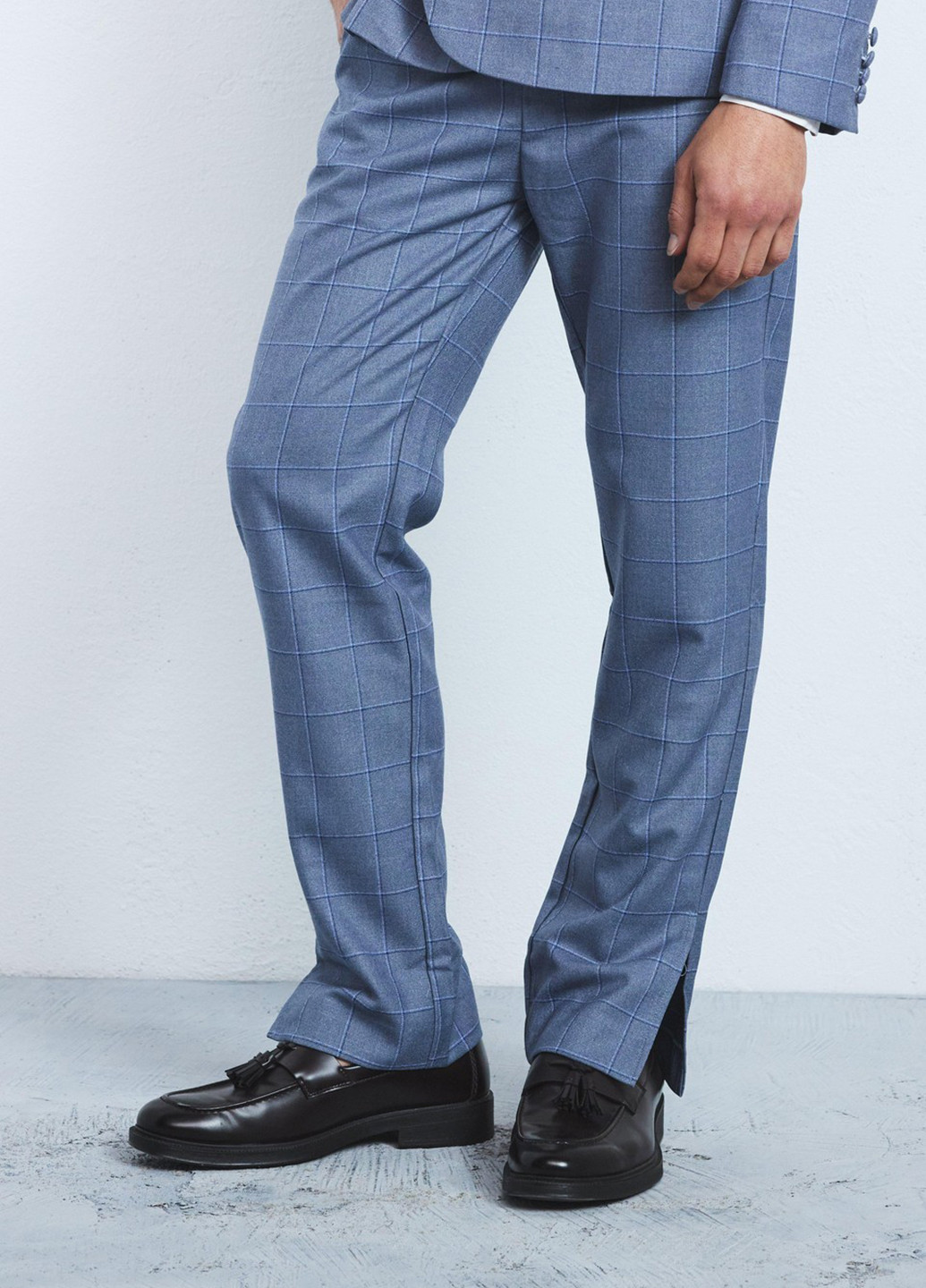 Серо-голубые классические демисезонные зауженные брюки Boohoo