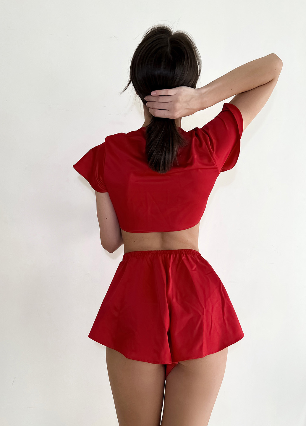 Красная всесезон пижама (топ, шорты) топ + шорты Kari Shop Atelier