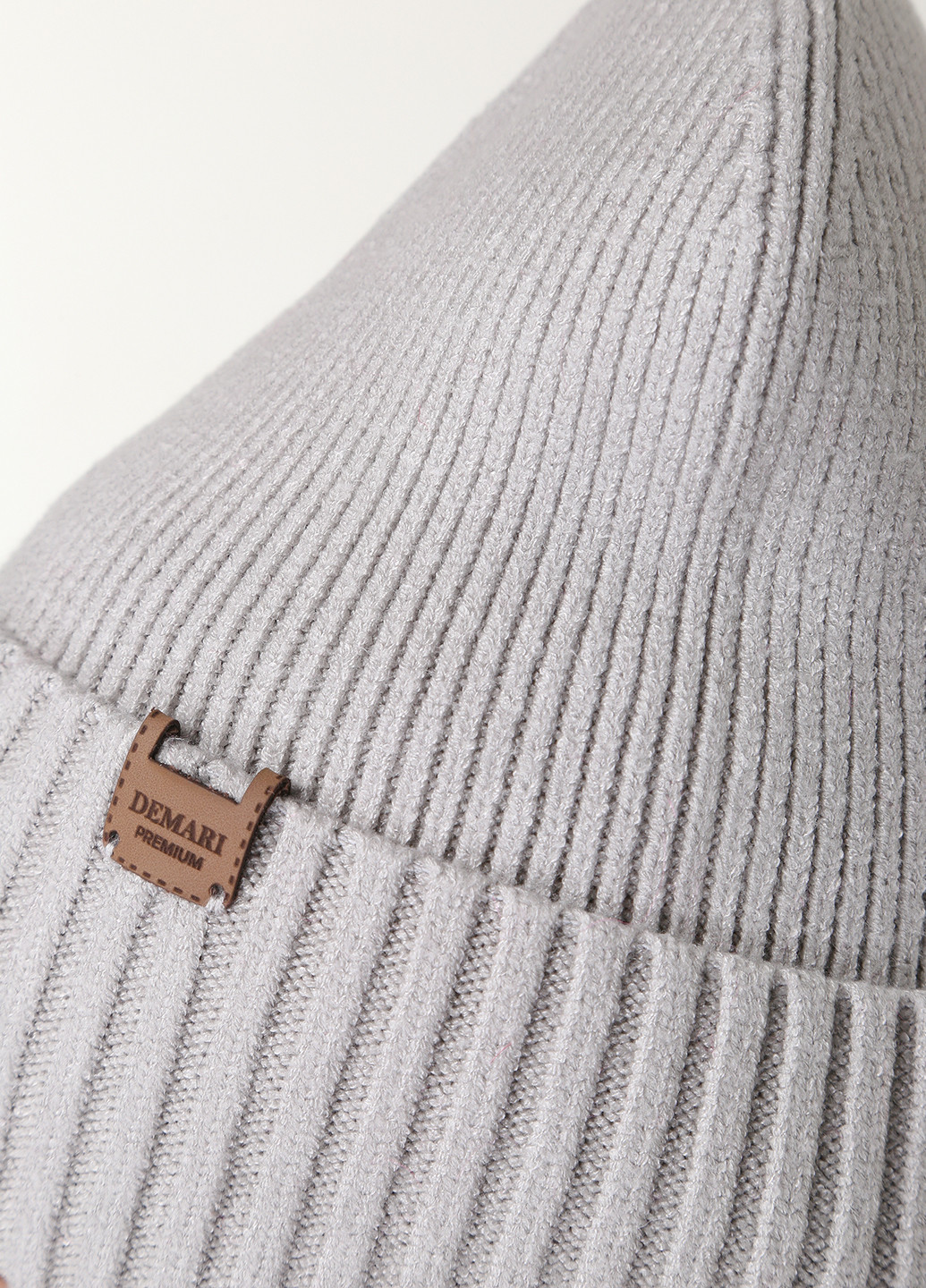 Тепла зимова кашемірова жіноча шапка з відворотом без підкладки 500001 DeMari (244712827)