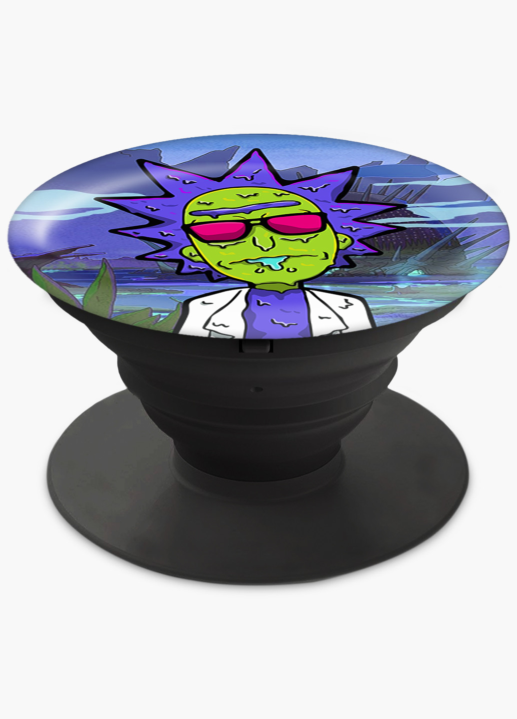 Попсокет (Popsockets) тримач для смартфону Рік Санчез і Морті Сміт Рік і Морті (Rick and Morty) (8754-2934) Чорний MobiPrint (229014760)