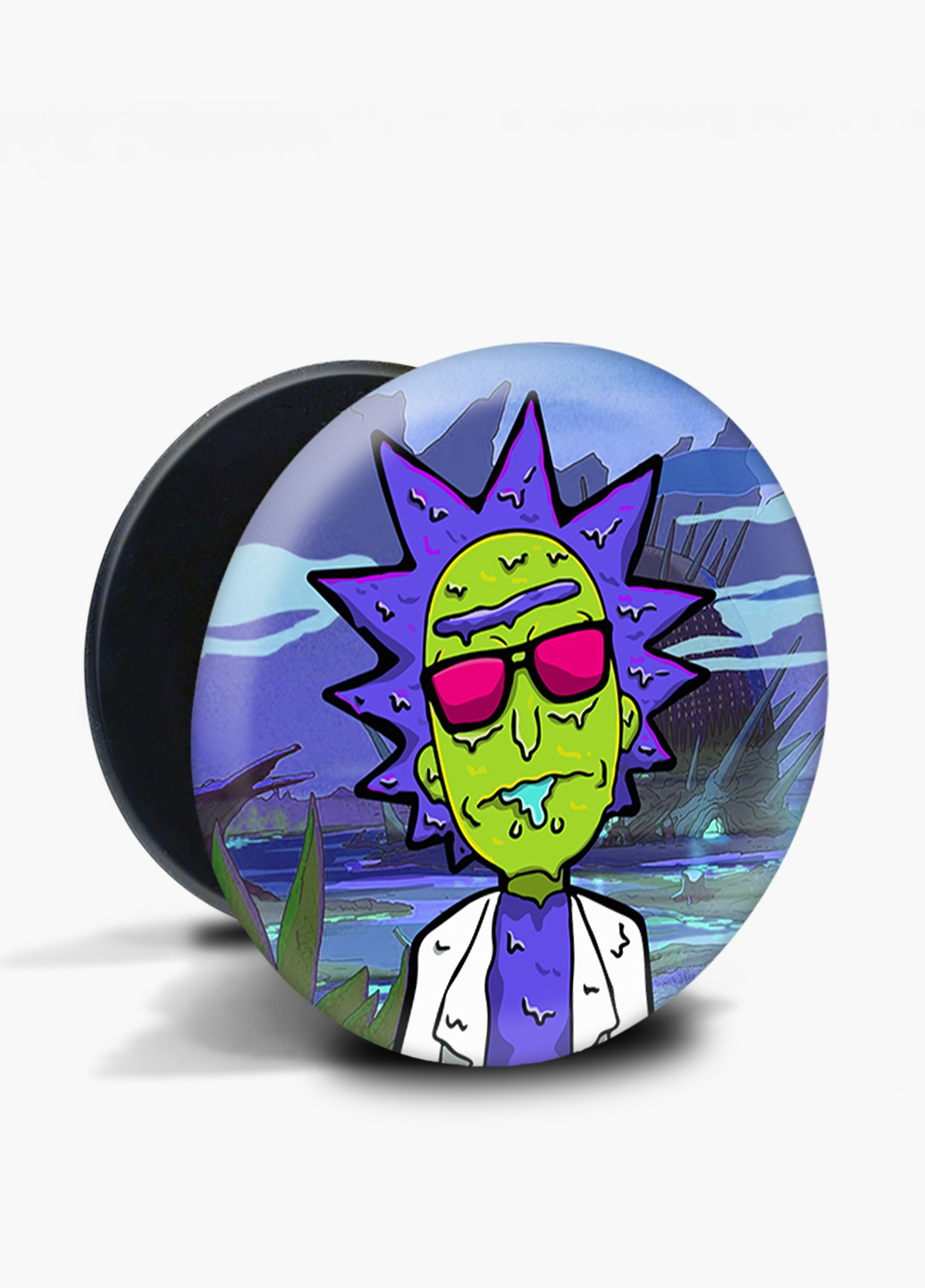 Попсокет (Popsockets) тримач для смартфону Рік Санчез і Морті Сміт Рік і Морті (Rick and Morty) (8754-2934) Чорний MobiPrint (229014760)