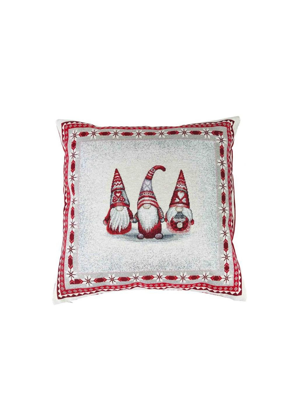 Наволочка декоративная Snowfall Трио гномов 45х45 см Серая с красным (23808) Прованс (254007896)
