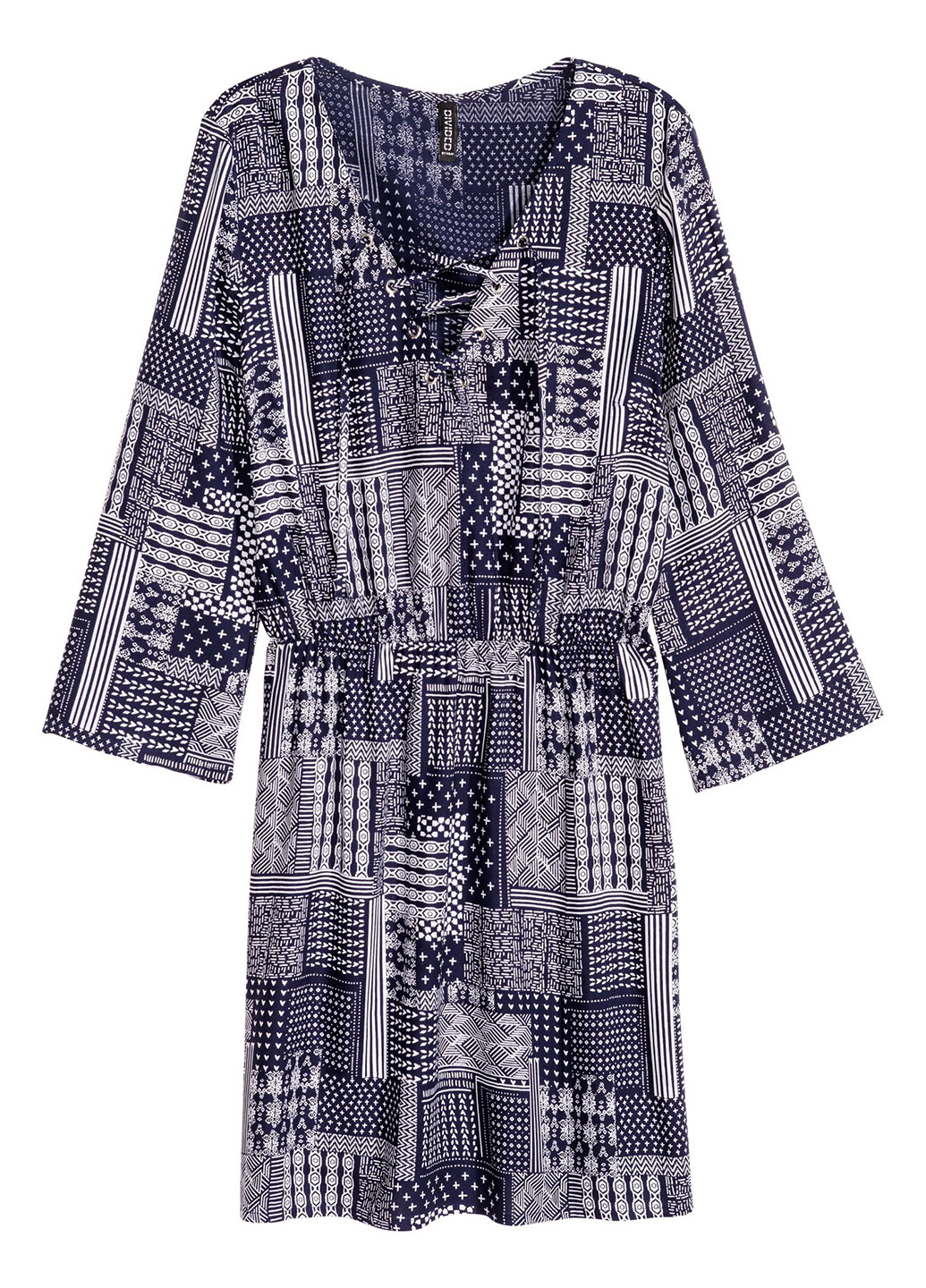 Темно-синее кэжуал платье H&M с геометрическим узором