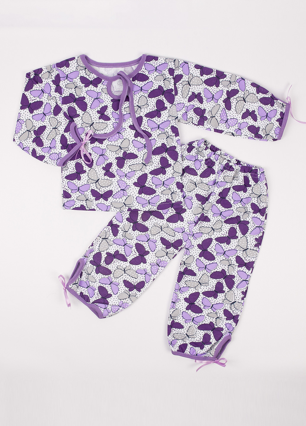 Фіолетова всесезон піжама (лонгслів, брюки) Пташка текстиль