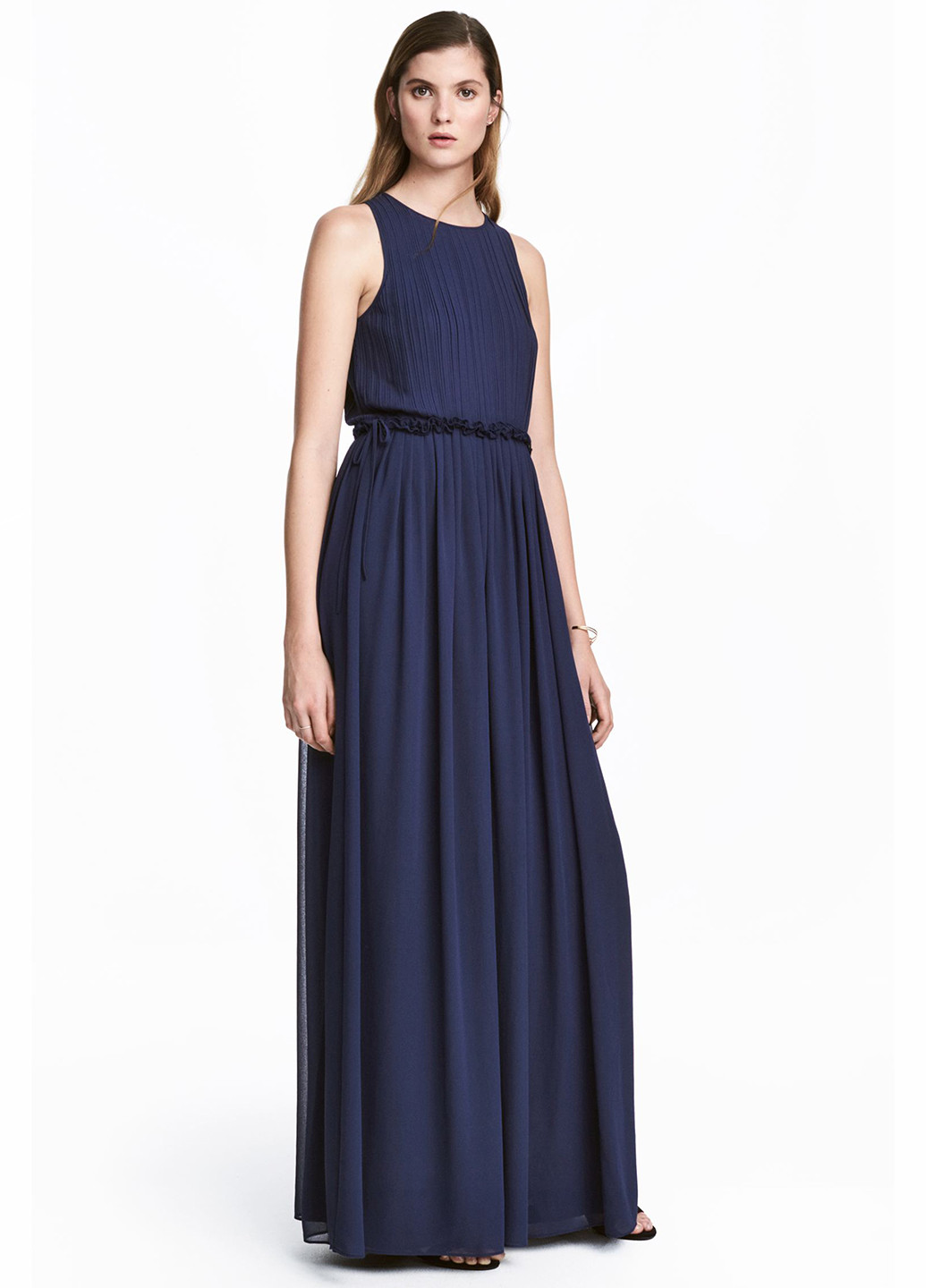 Темно-синее кэжуал платье плиссированное H&M однотонное
