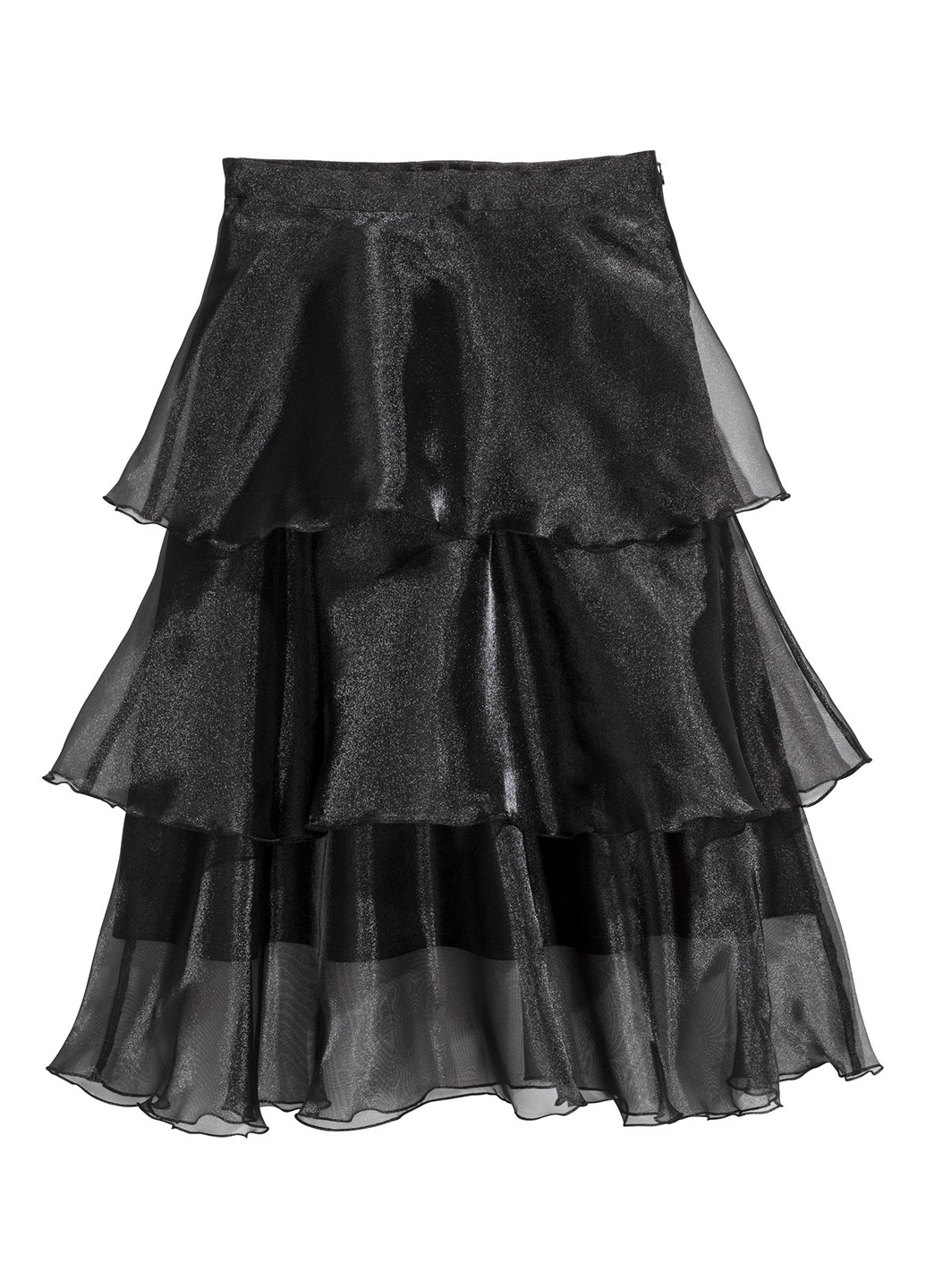 Черная вечерний однотонная юбка H&M а-силуэта (трапеция)