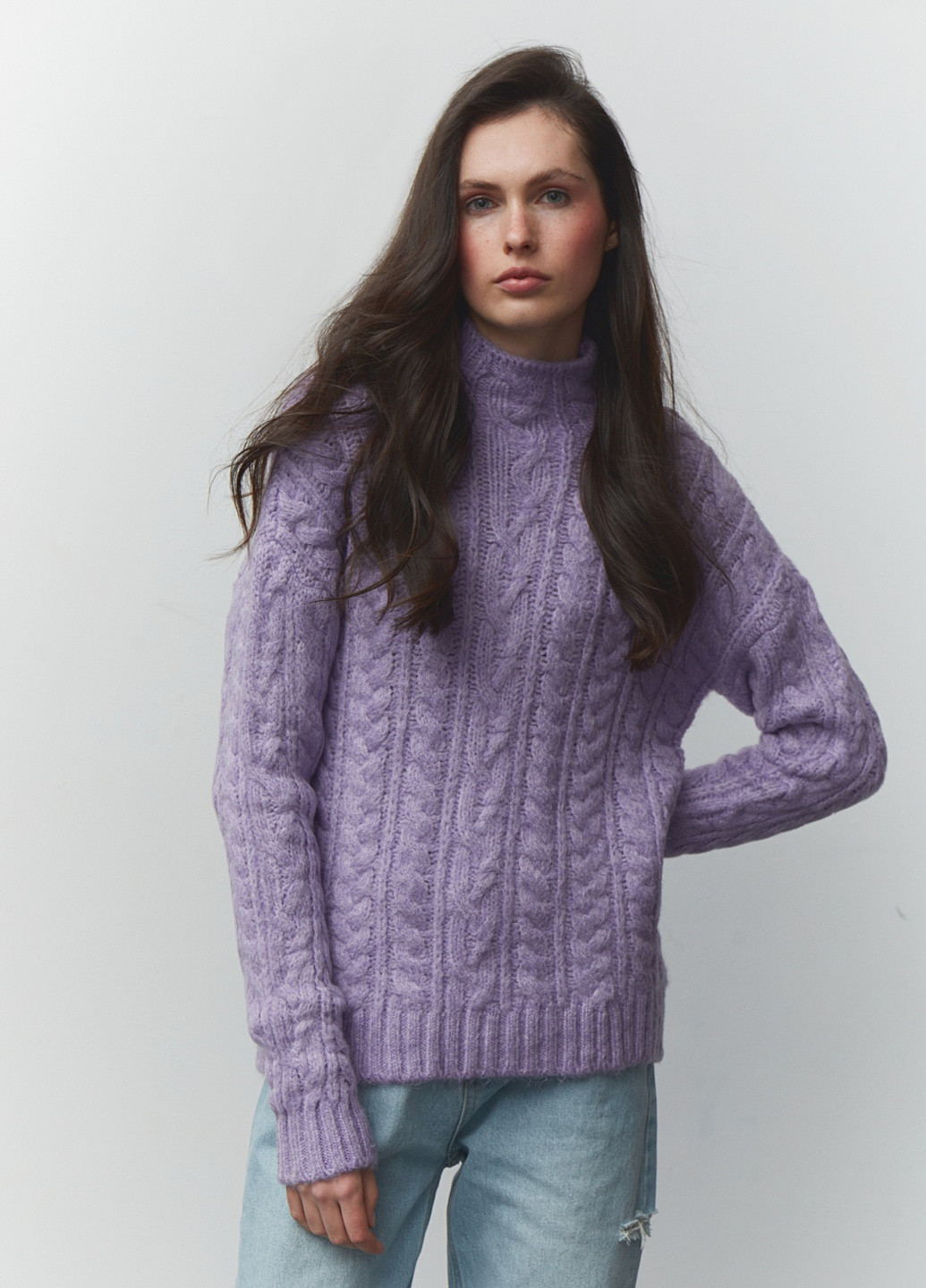 Пурпурный зимний свитер вязаный джемпер Papaya