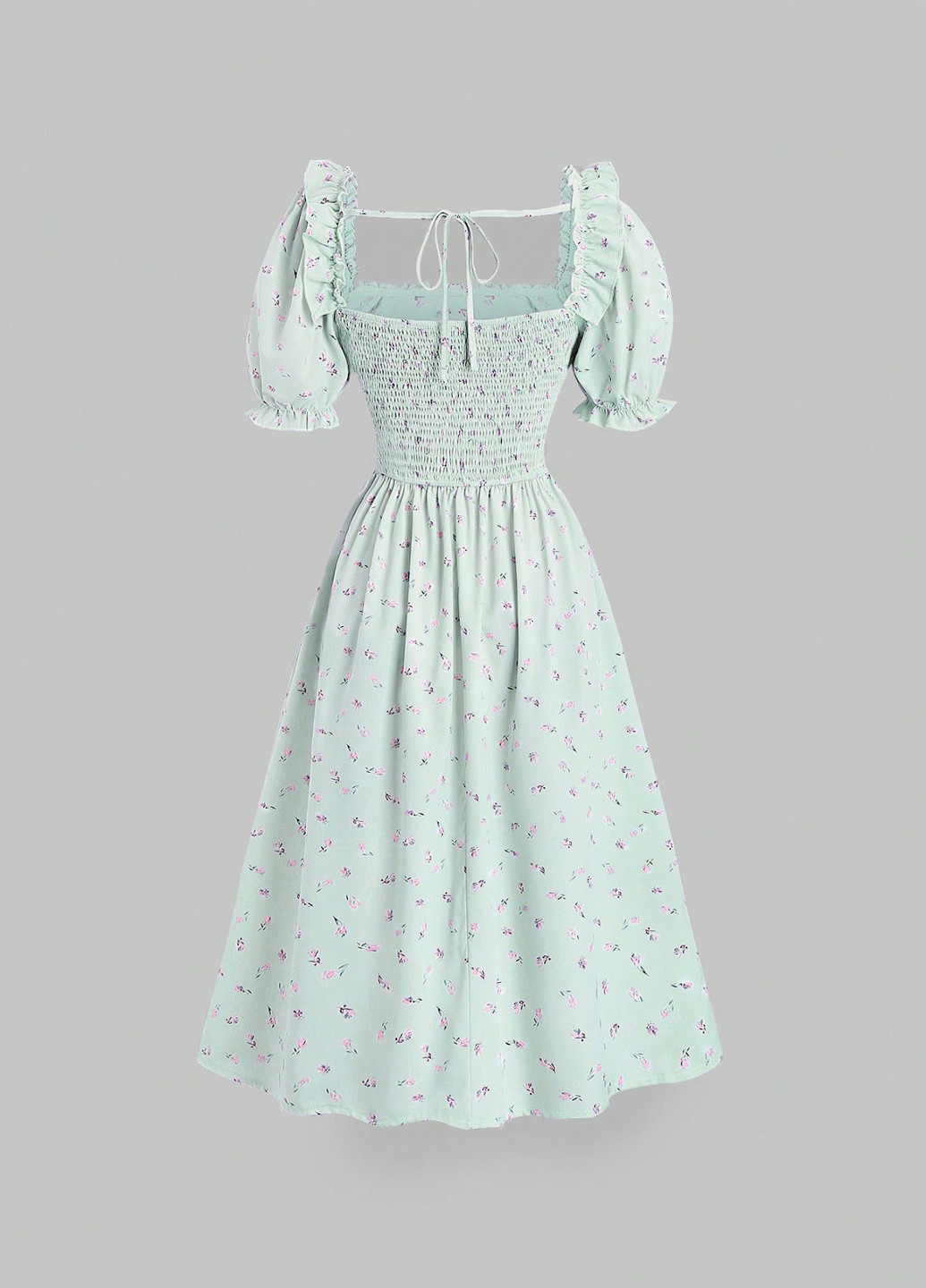 Мятное кэжуал платье клеш SHEIN с цветочным принтом