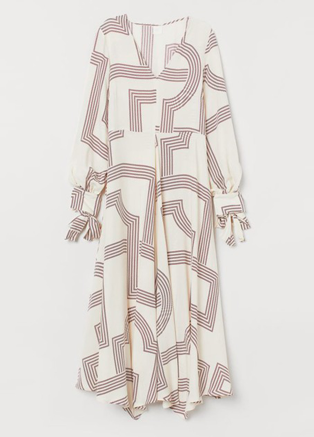 Молочное кэжуал платье H&M с геометрическим узором