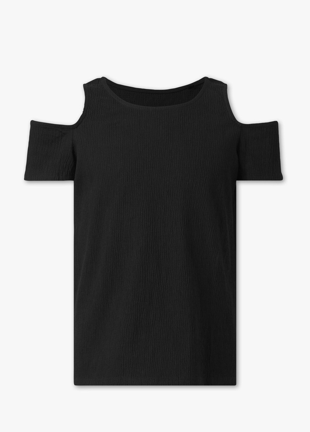 Черная однотонная блузка C&A летняя