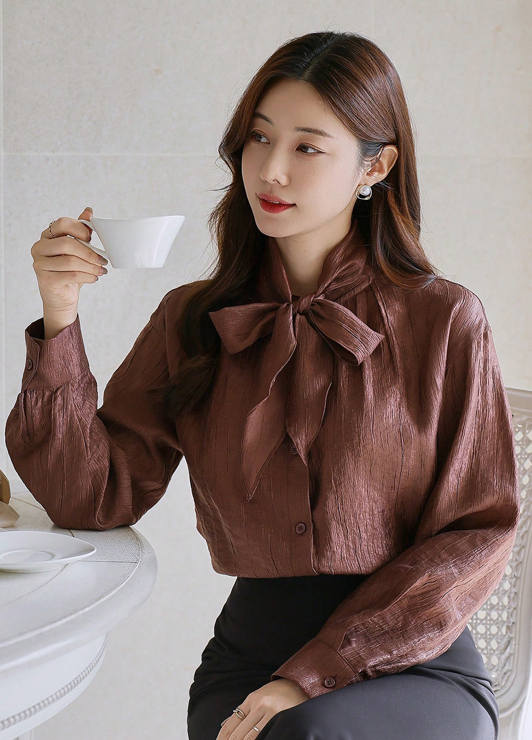 Коричневая блуза SHEIN