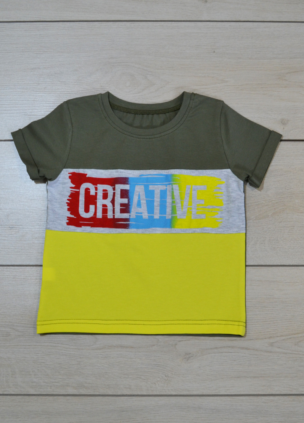 Хаки (оливковая) летняя футболка для мальчика creative Витуся