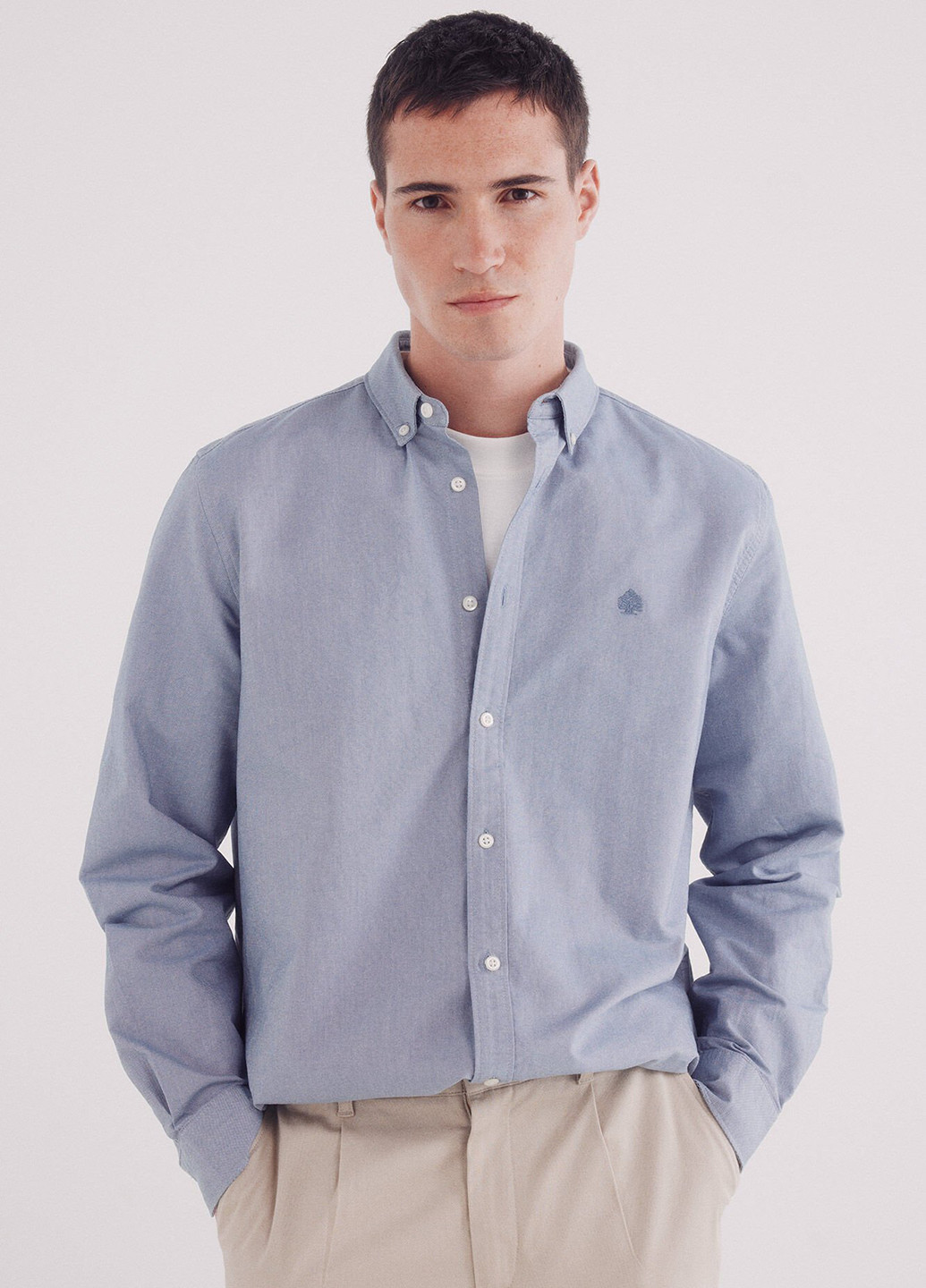 Голубой кэжуал рубашка однотонная Springfield