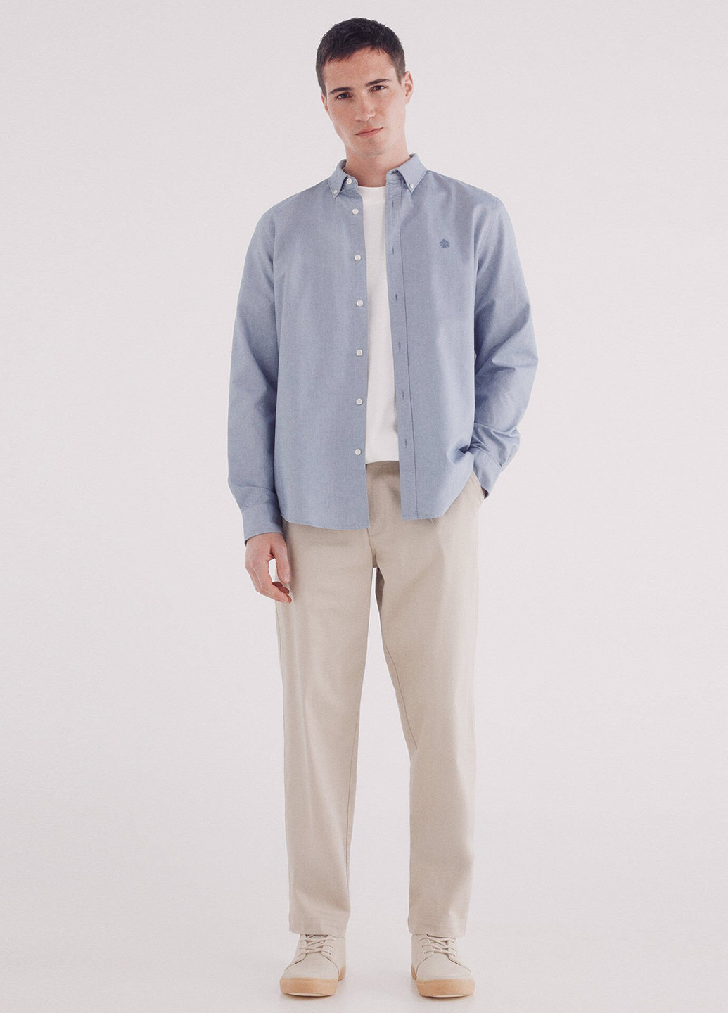 Голубой кэжуал рубашка однотонная Springfield