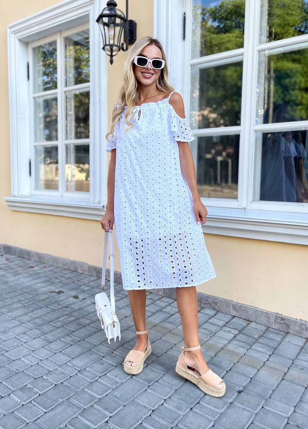 Белое кэжуал платье а-силуэт No Brand однотонное