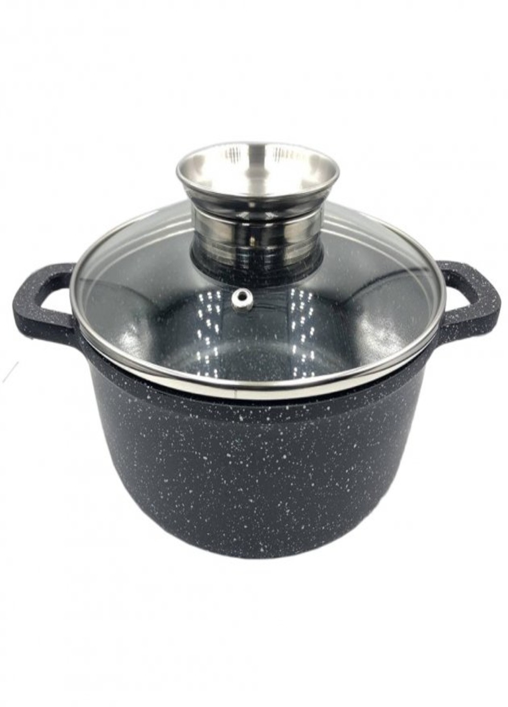 Котел круглий з кришкою UN-5273 20см 3л мармур/чорний Unique (253772162)