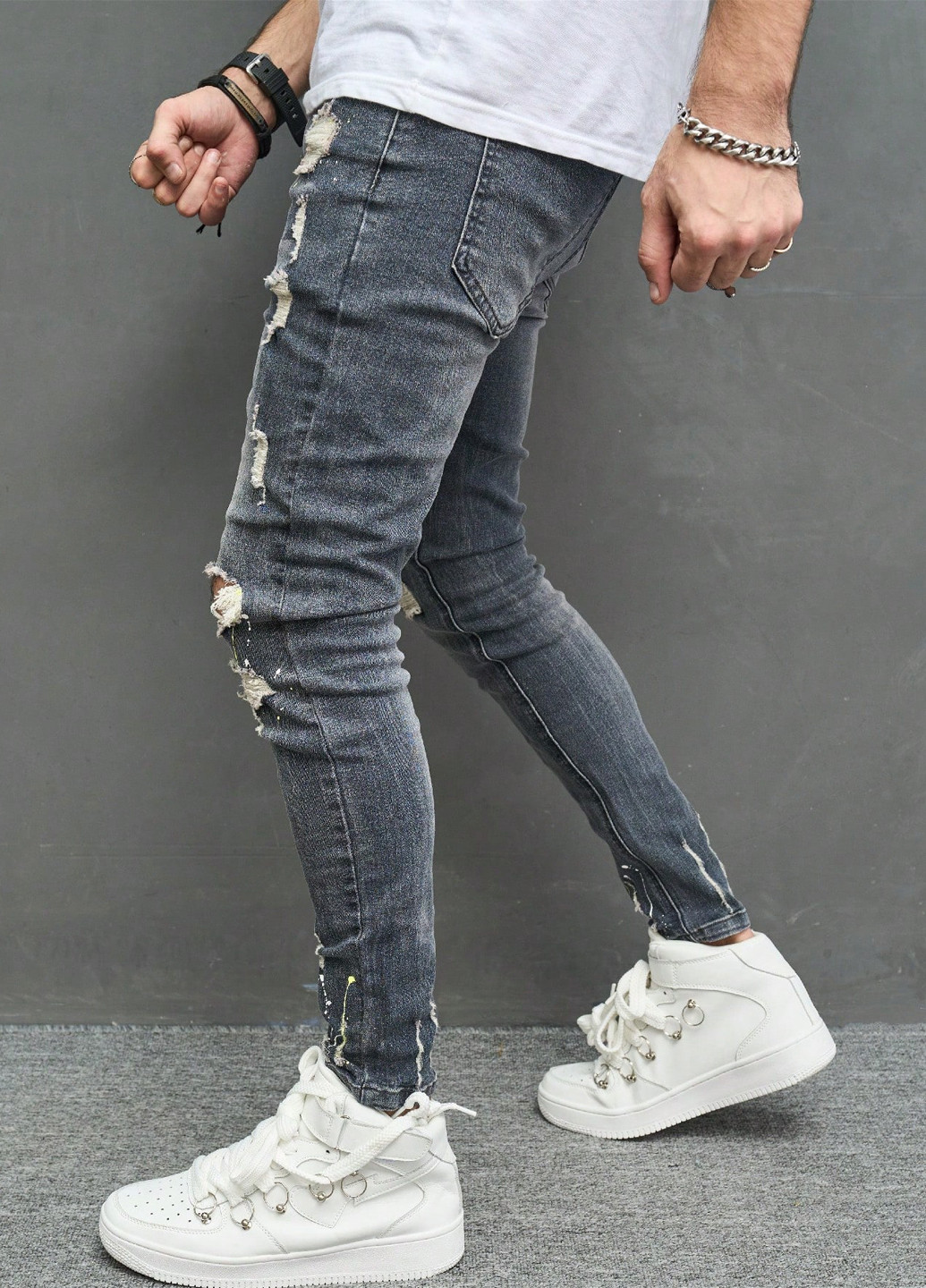 Темно-синие демисезонные слим джинсы SHEIN