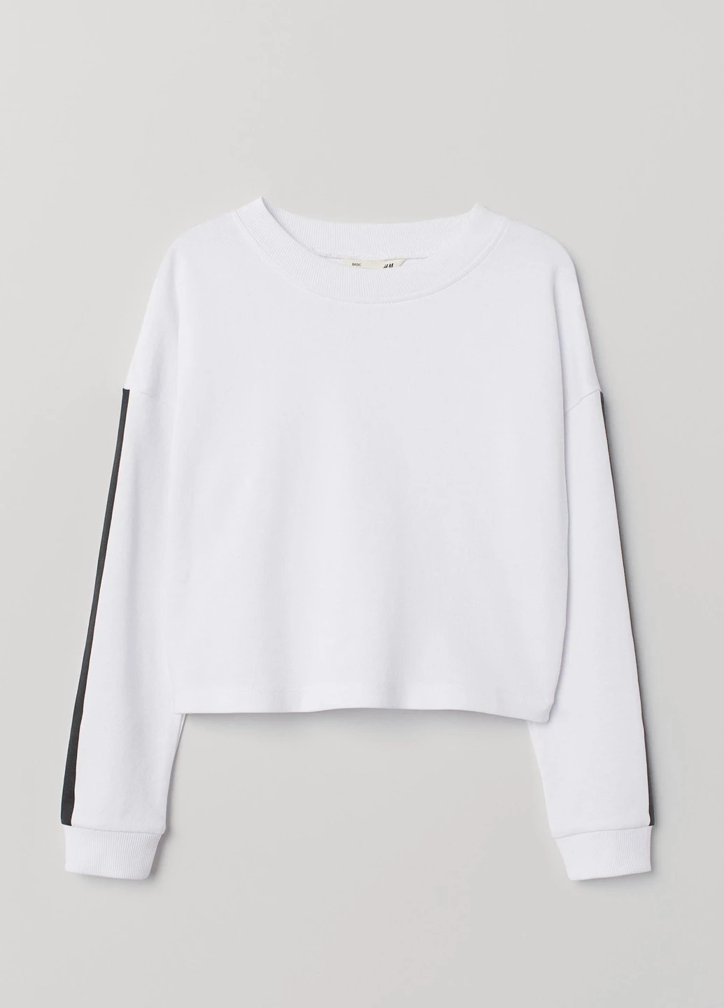 Лонгслів,білий з принтом чорний, H&M (255192515)