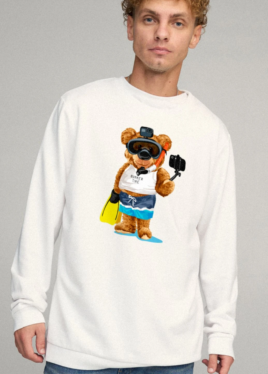 Белый свитшот мужской oversize /no flis/ YAPPI рисунок (251791263)
