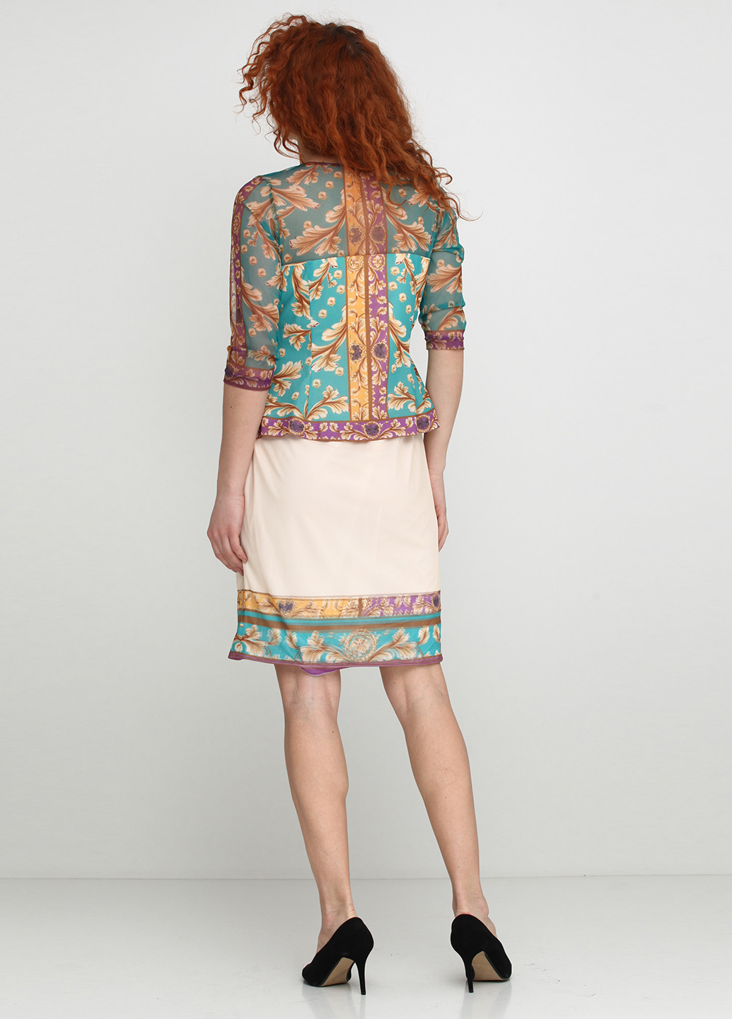 Бирюзовое кэжуал платье Waggon с абстрактным узором