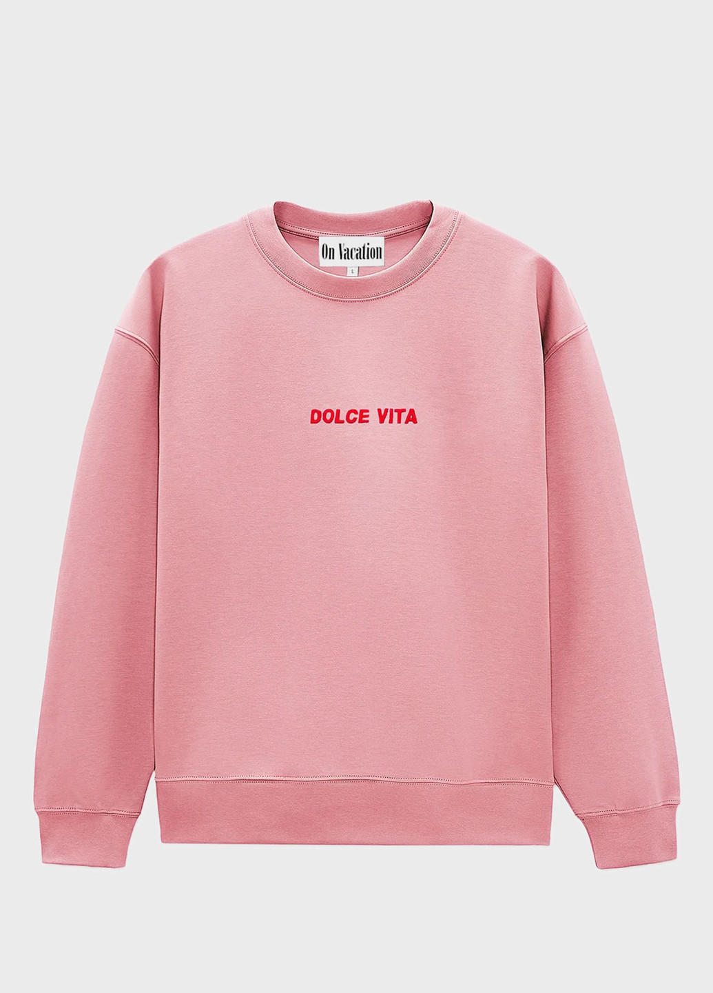 Розовый свитшот On Vacation надпись вышивка (272111682)