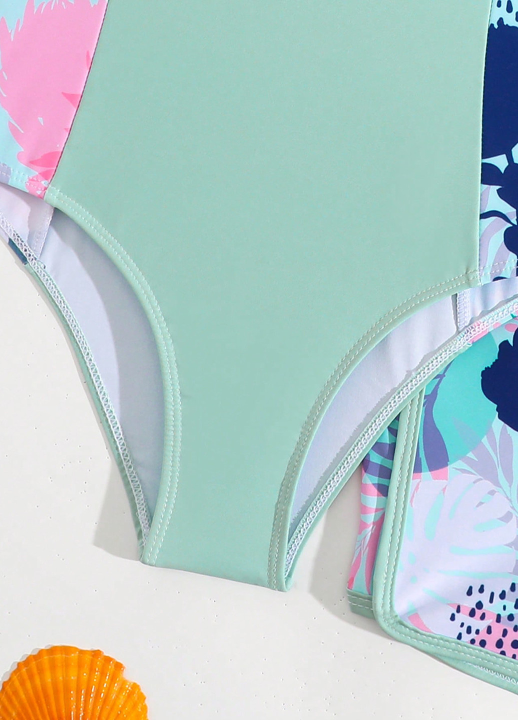 Бирюзовый летний комплект (купальник, шорты) танк, слитный SHEIN