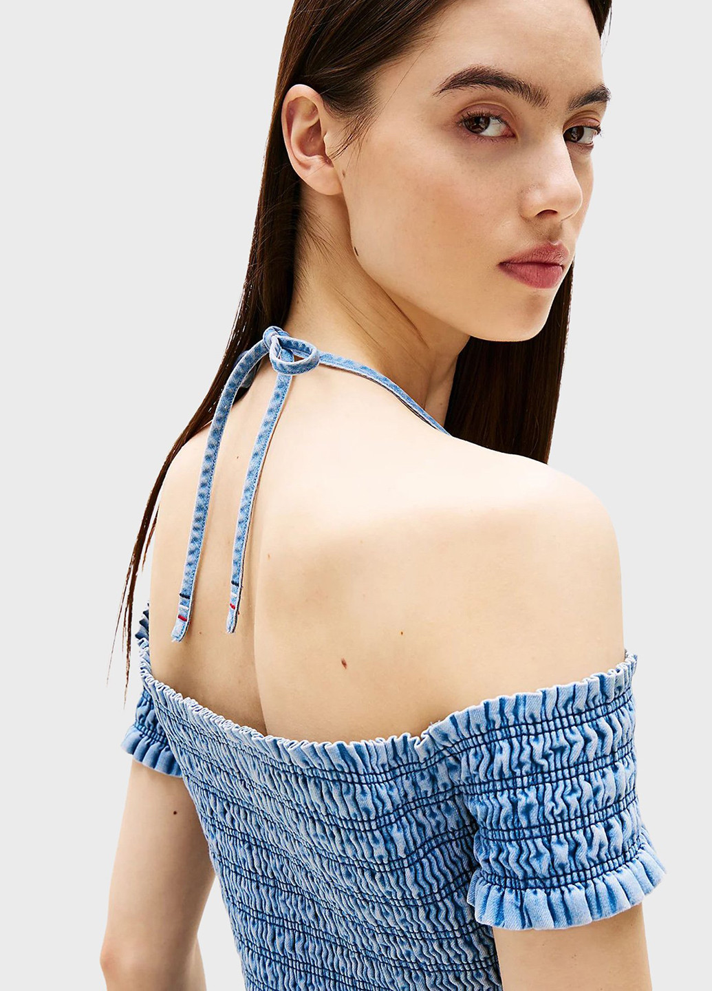 Синя джинсова сукня кльош, з відкритими плечима Tommy Jeans варенка