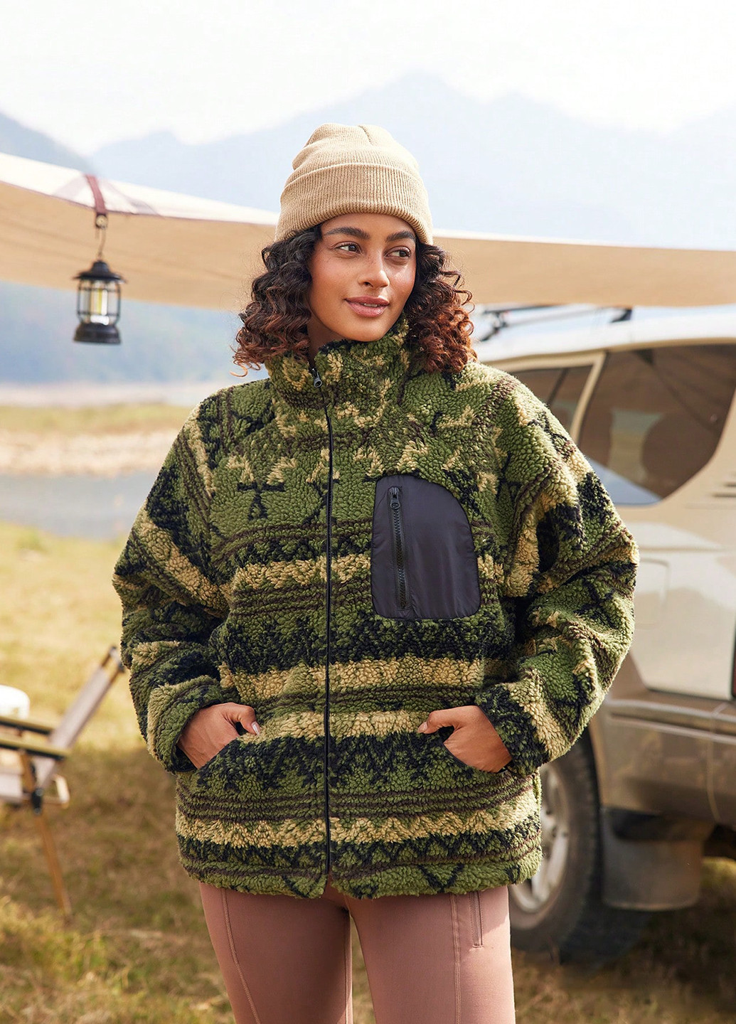 Темно-зеленая демисезонная куртка SHEIN