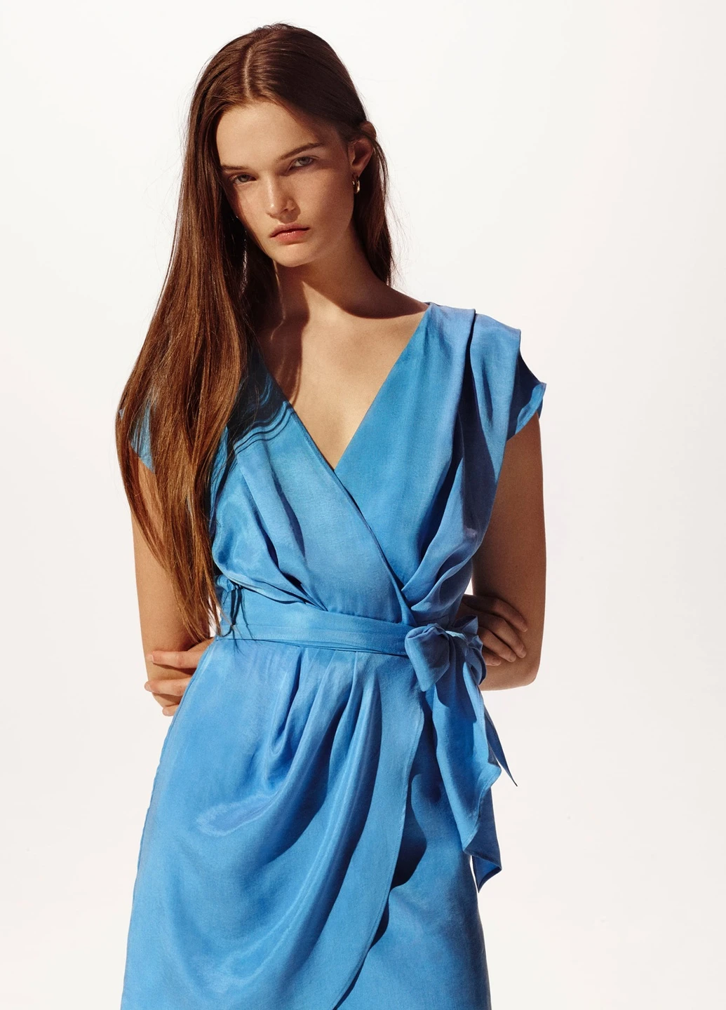 Блакитна кежуал плаття, сукня Zara однотонна