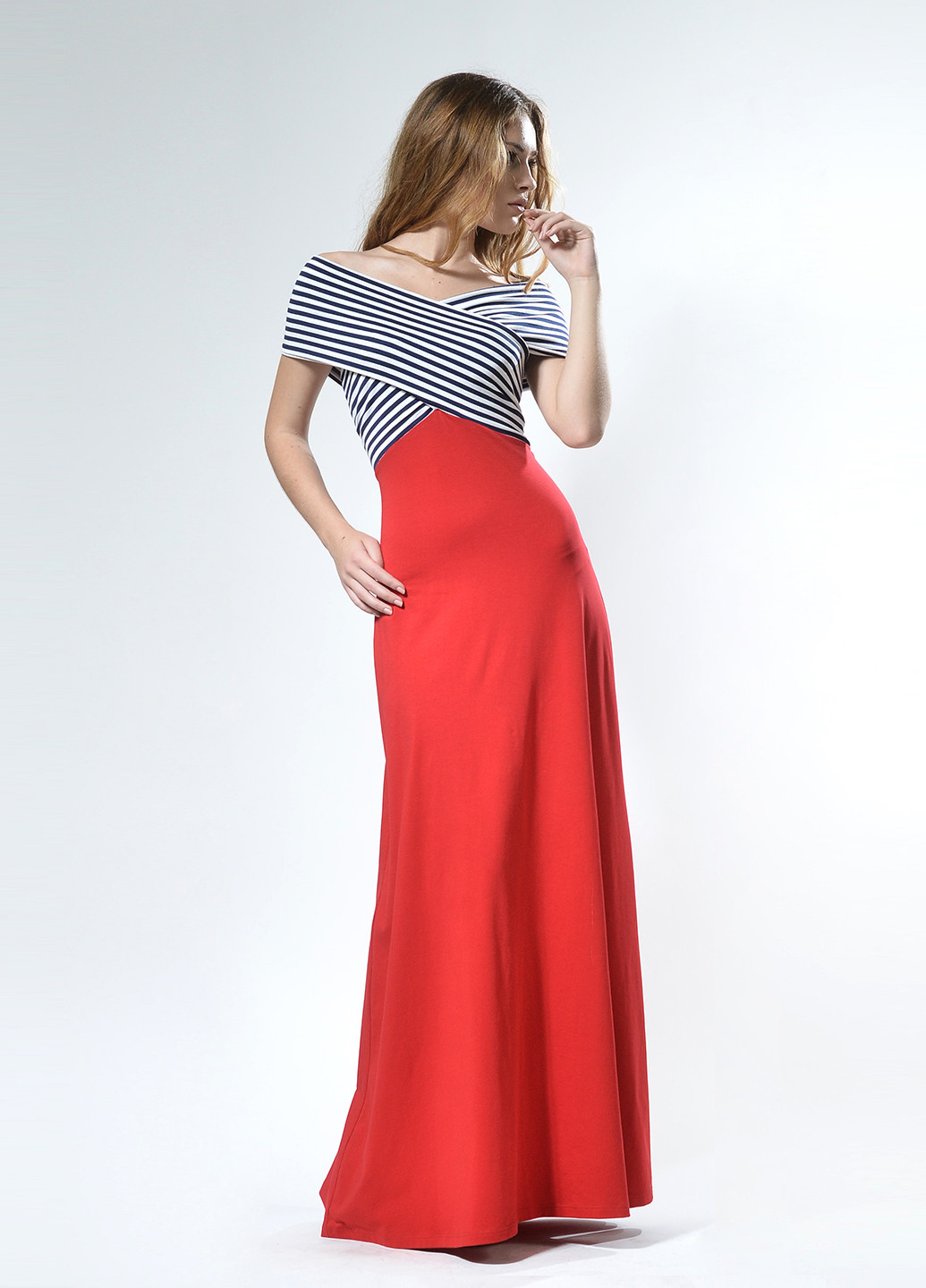 Червона кежуал сукня, сукня в стилі армпір Lada Lucci в смужку